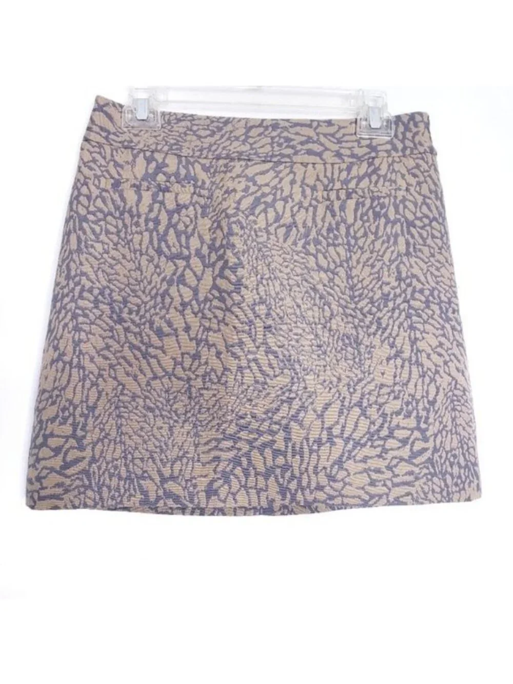 Loft Ann Taylor Tan & Gray Animal Print Career Mini Skirt Women's Size 2